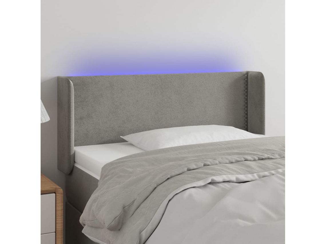 Cabecero Con Led De Terciopelo Gris Claro 83x16x78/88 Cm