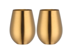 2026da-juego De 2 Vasos De Vino Sin Tallo De Acero Inoxidable, Termoaislantes, Portátiles Para Exteriores, Diseño Ergonómico Oro