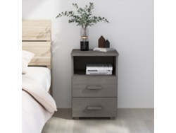 Mesa de Cabeceira LOVELY HOME Mesinha Hamar 40X35X62 Cm Pinho Maciço Cinza-Claro