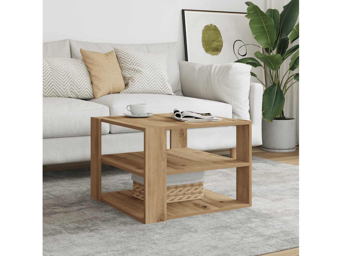 Mesa De Centromesa Auxiliarmesita De Centro Madera Ingeniería Roble Artesanal 58x58x40 Cm Wsd91942
