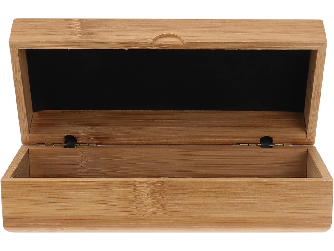 Estojo Rígido De Bambu Para Óculos Com Fecho De Mola, Porta-óculos Compacto Na Cor Cáqui.