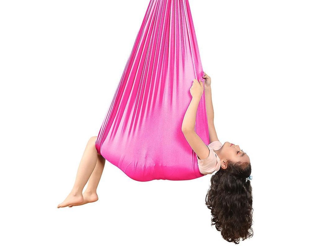 Saca De Yoga Aérea Para Niños 100% Nylon 280x100cm Columpio Antigravedad Entrenamiento Sensorial Interior Exterior Rosa Rojo