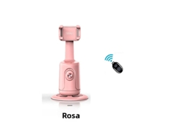 Cámara (rosa) con seguimiento automático de IA, estabilizador con ventosa giratoria de 360° y soporte para teléfono móvil.