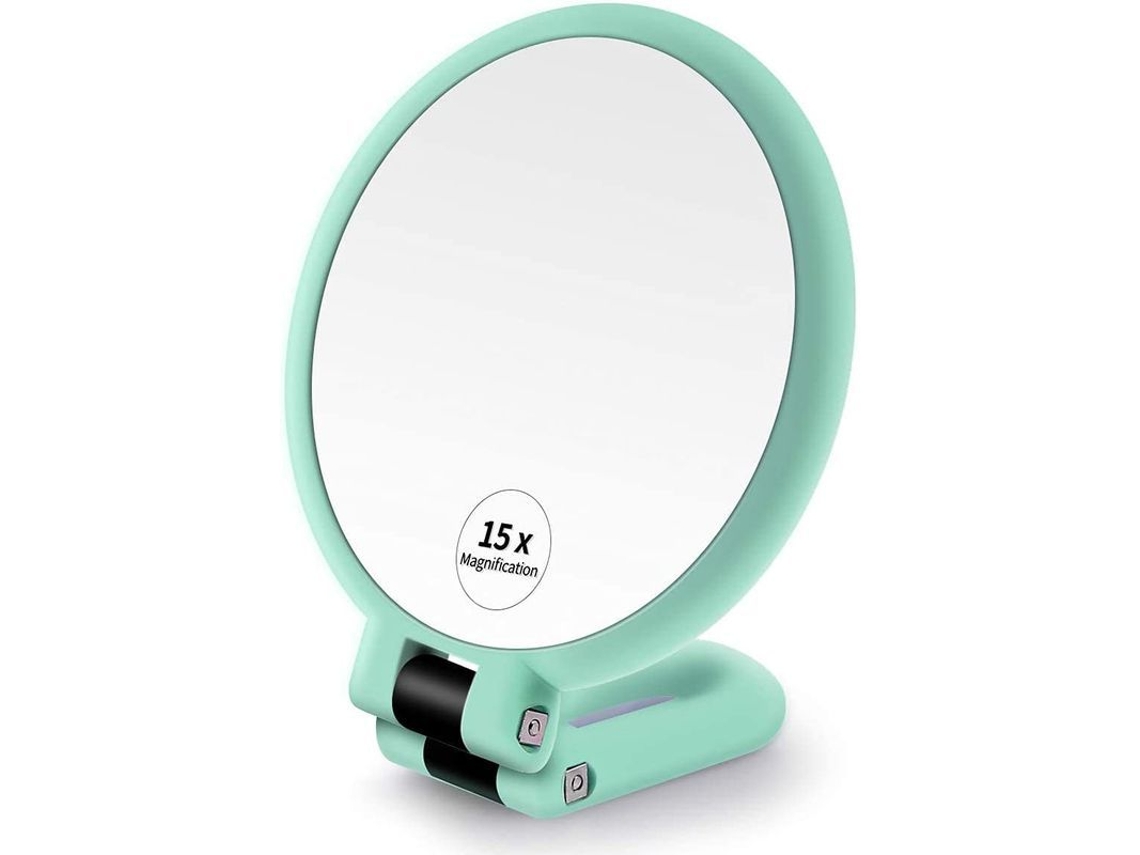 2026altiro-espejo De Mano Plegable De 1x Y 15x, De Doble Cara Con Mango Ajustable Para Mujeres (verde)