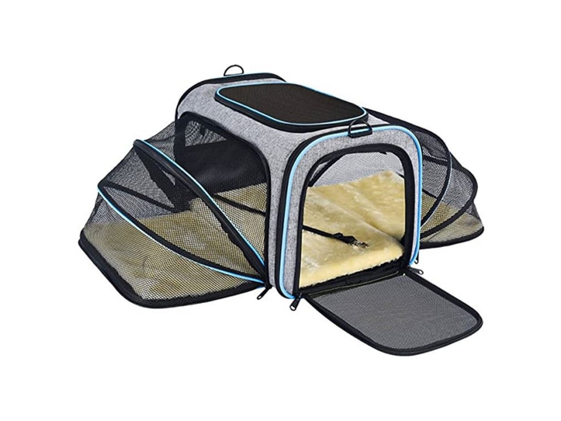 Transportadora Dobrável Para Animais Eifson Aprovada Para Aviões Com 3 Aberturas (cinza-azul)