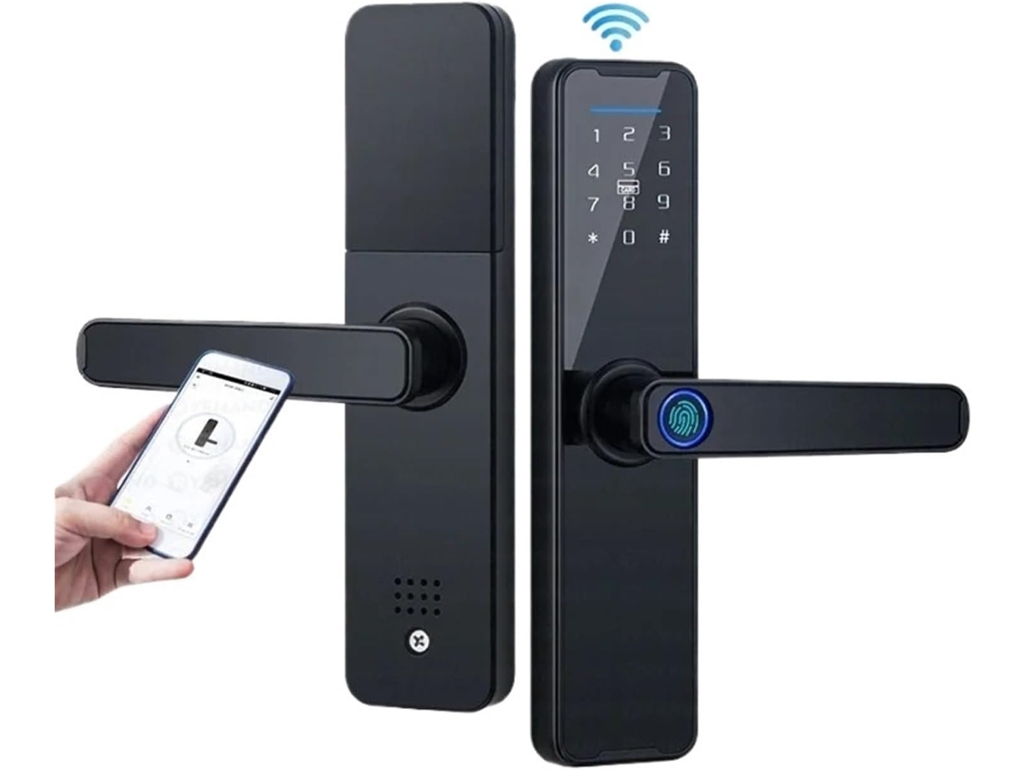 Nueva Cerradura Inteligente Biométrica K7 Negra Con Desbloqueo Remoto Mediante Aplicación Wifi Sin