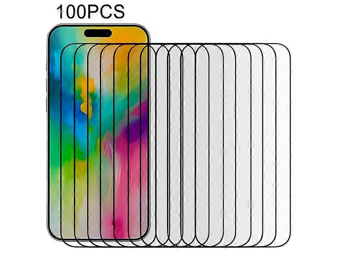 Protector de pantalla de seda de vidrio templado compatible con iPhone 16 Pro Max, 100 piezas, pegamento completo Vledary