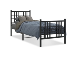 Maison Exclusive - Estructura Cama Sin Colchón Con Estribo Metal Negro 75x190 Cm