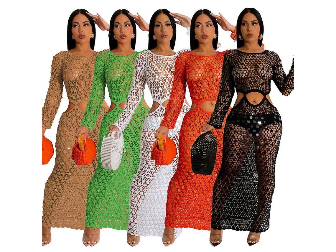 Falda De Playa De Crochet Para Mujer Con Escote Calado Y Borde Con Flecos, Pareo De Bikini, Traje De Baño, Moda De Verano.
