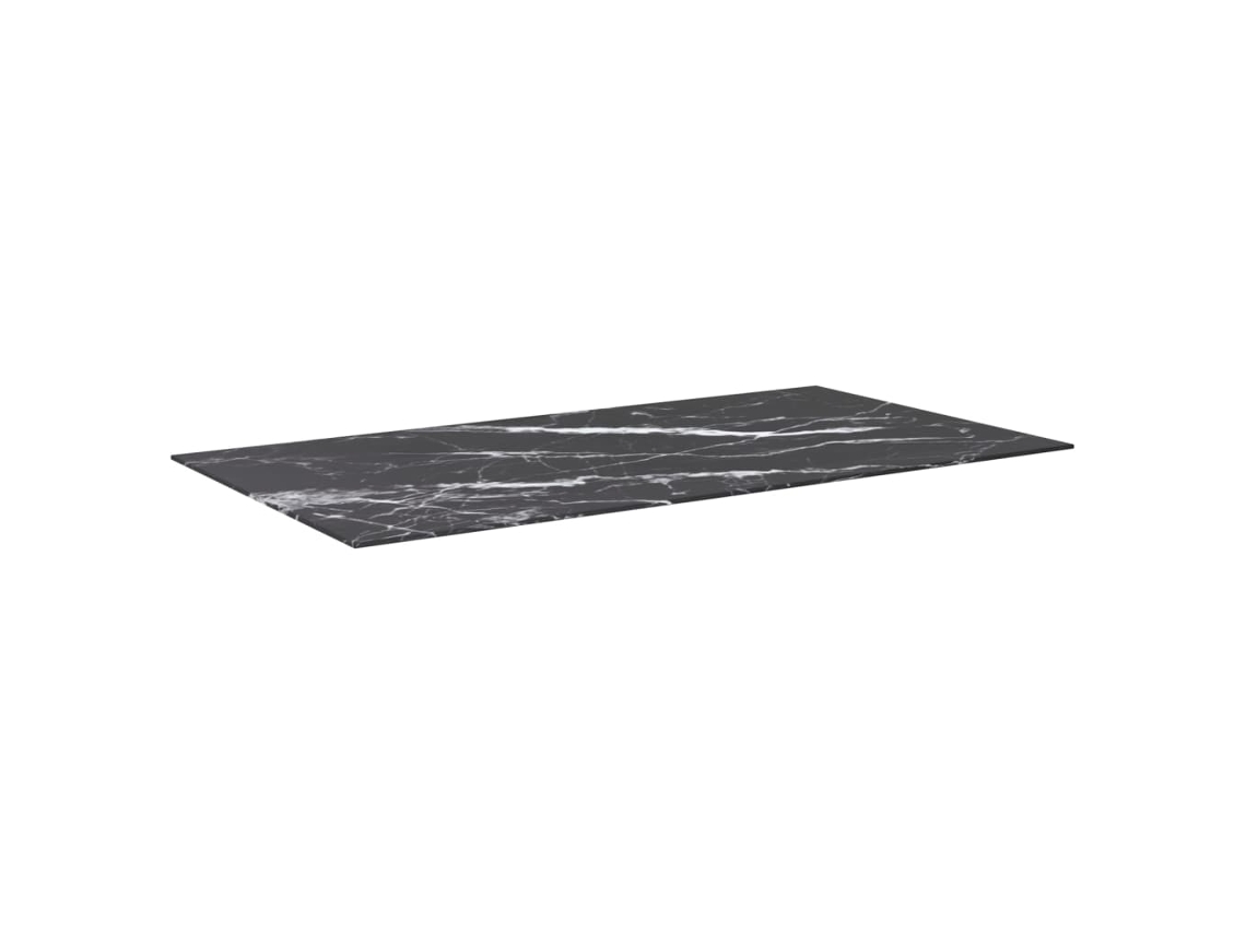 Tablero Mesa | Superficie De Mesa | Tablero De Escritorio Diseño Mármol Vidrio Templado Negro 120x65 Cm 8 Mm Wsd47297
