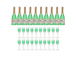 2026-10 Sets Juego De Champán Para Casa De Muñecas Miniatura Modelo Simulación Botellas De Vino Vidrios Miniatura Decoración Diy
