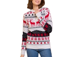 Camiseta de invierno Kkpm con estampado Reno y vasos de nieve, cuello redondo, manga larga, tejido cálido para mujer, talla XL