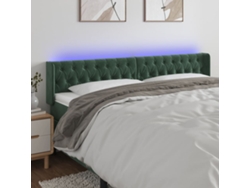 Cabecero Con Led De Terciopelo Verde Oscuro 203x16x78/88 Cm