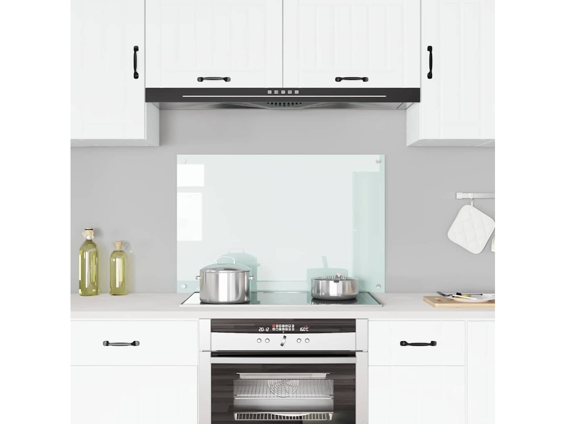 Protección Salpicaduras Cocina Vidrio Templado Blanco 90x60 Cm