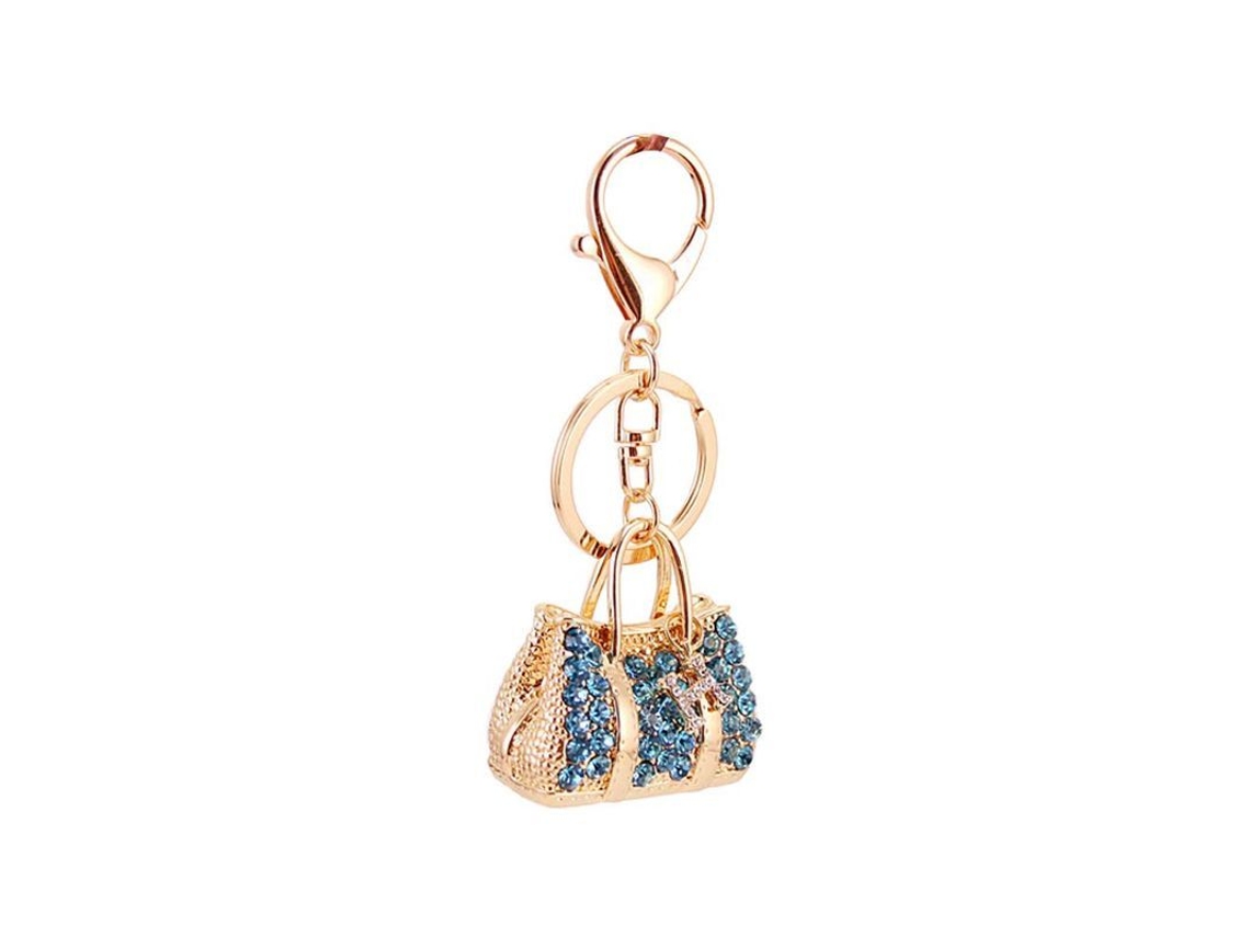 2026rebe-llavero Linjou Con Strass Adorno De Bolso Bonito Para Coche Mujeres Niñas Azul