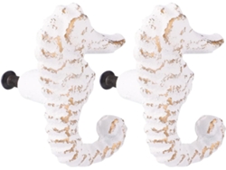 Hierro Tirador Armario Dos Motivo Caballito Mar, Fabricado Blanco. Pomo Decorativo Fácil Instalar