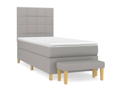 Maison Exclusive - Cama Box Spring Con Colchón Tela Gris Claro 90x190 Cm