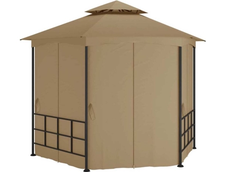 vidaXL Cenador con paredes laterales gris taupe 3,1x2,7 m