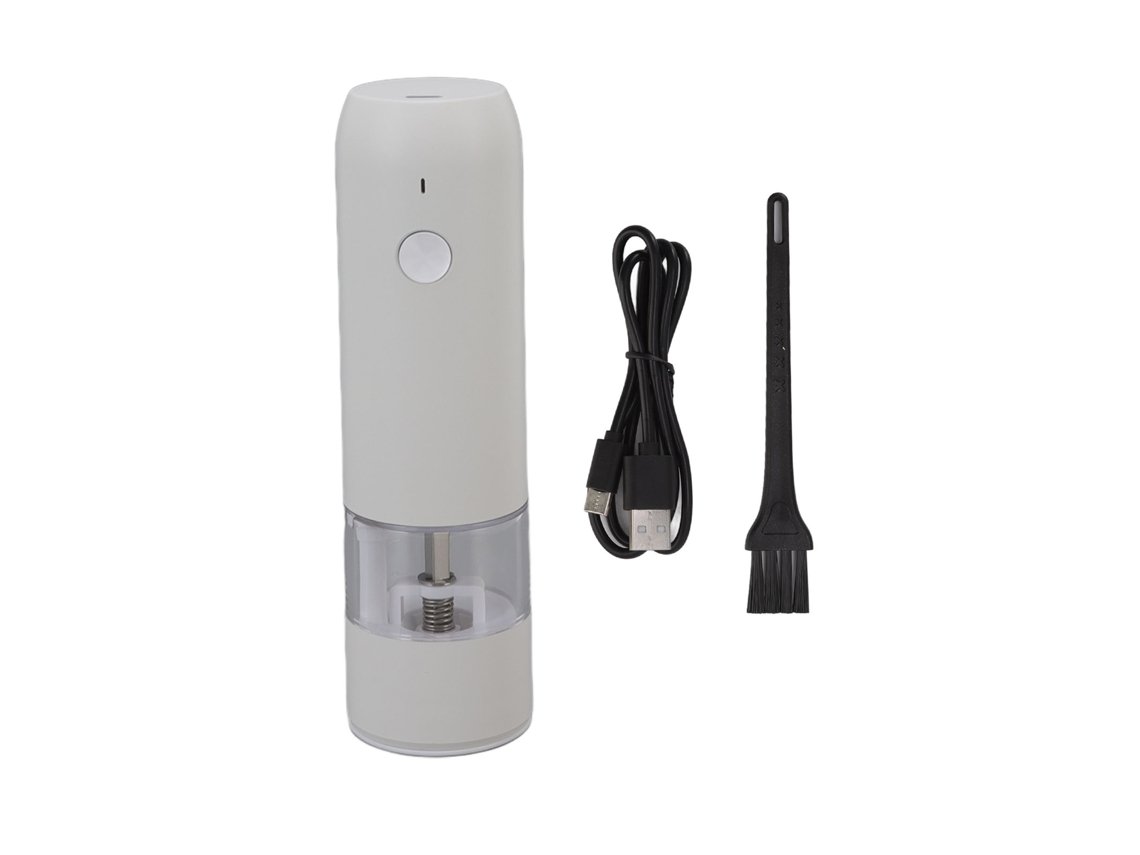 Molinillo Eléctrico Portátil Para Pimienta Con Grosor Ajustable Para Sal Y Pimientos, Para Uso En La Cocina - Blanco