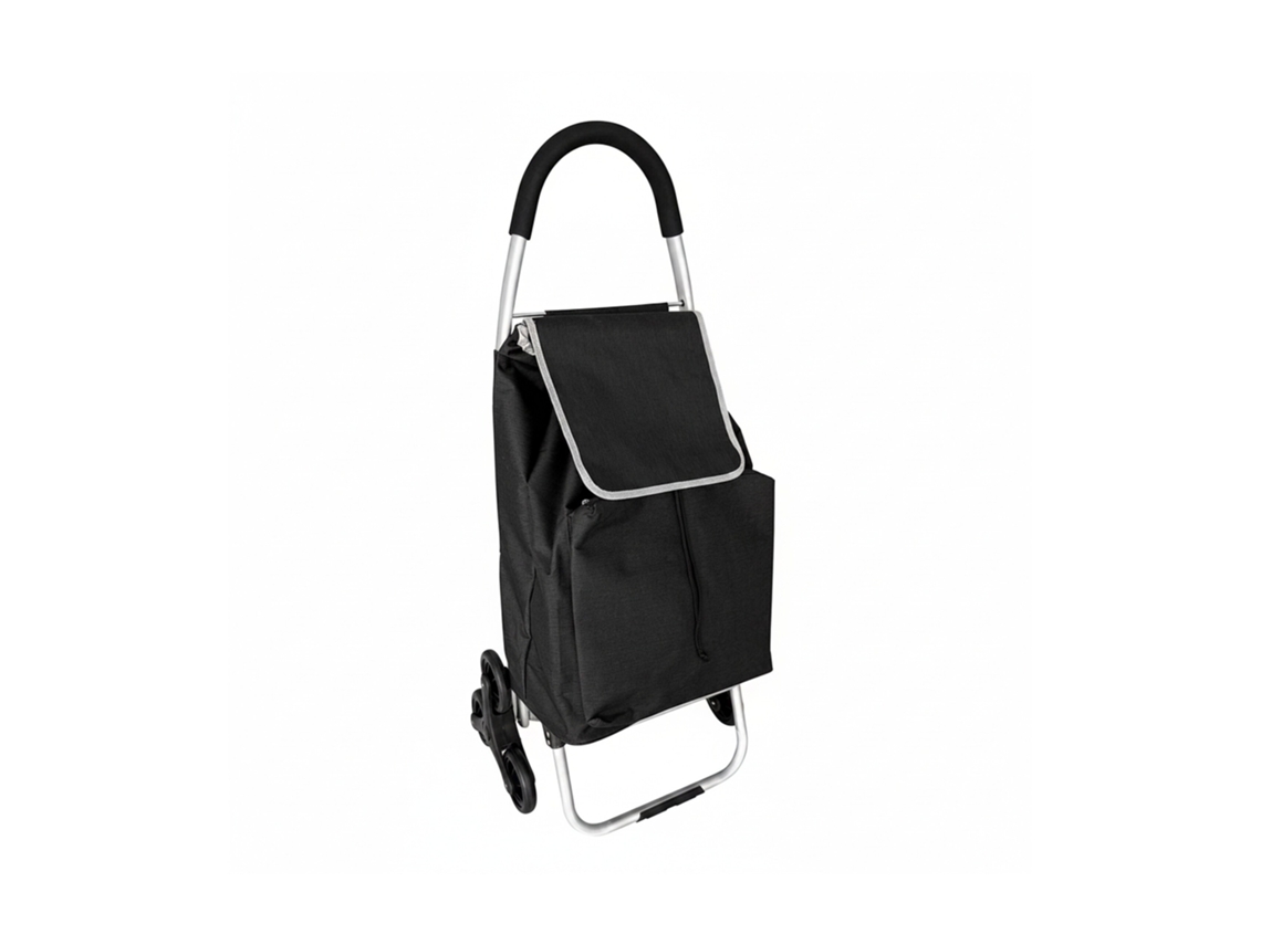 Carro De La Compra Relaxdays, Ruedas Trepadoras, Bolsa Térmica Extraíble, 45 L, Hasta 35 Kg, Plegable, Negro