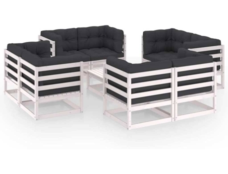 Conjunto 9 de muebles de jardín VIDAXL y cojines madera pino maciza