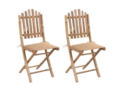 Sillas de jardín plegables de bambú DKD Home Decor con cojines, 2 unidades