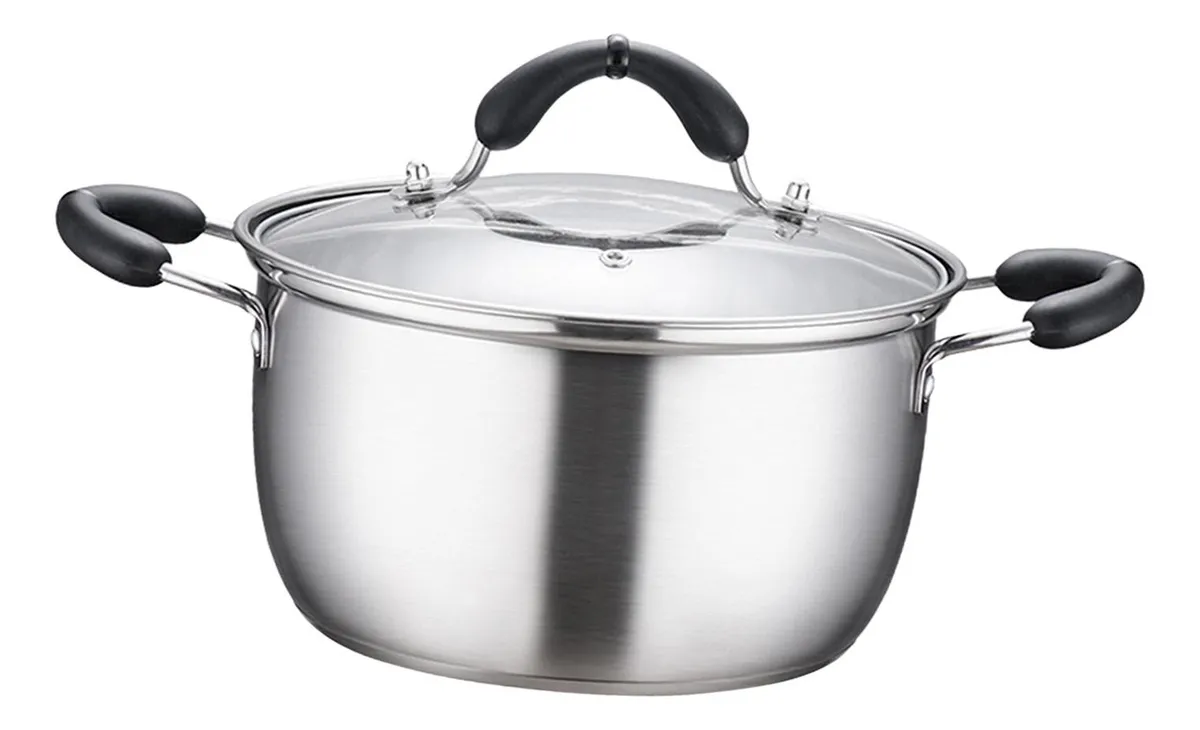 Olla sopera de acero inoxidable con tapa, cacerola mediana vayotoy