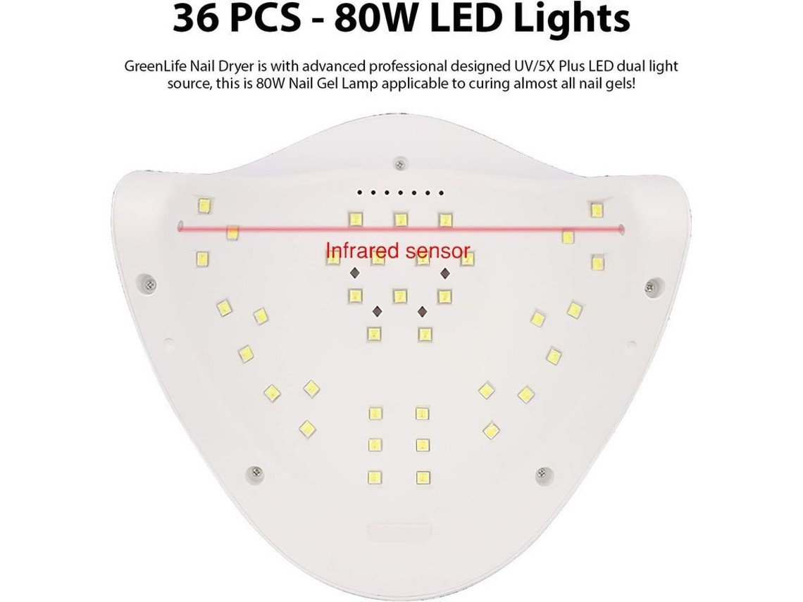Lámpara De Uñas Led Uv De 80 W, Secador De Esmalte En Gel Con 4 Ajustes De Temporizador.