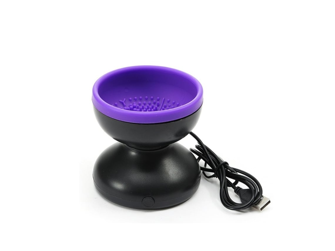 Limpiador de brochas de maquillaje eléctrico, herramienta automática, portátil, USB, para todos los tamaños de brochas, morado, USHION