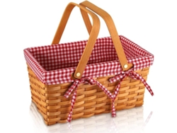 Cesta De Picnic, Hecha A Mano, Tejida Con Mimbre Natural, Ideal Para Acampadas, Con Forro, Ideal Para Senderismo, 32 X 20 X 16,5 Cm