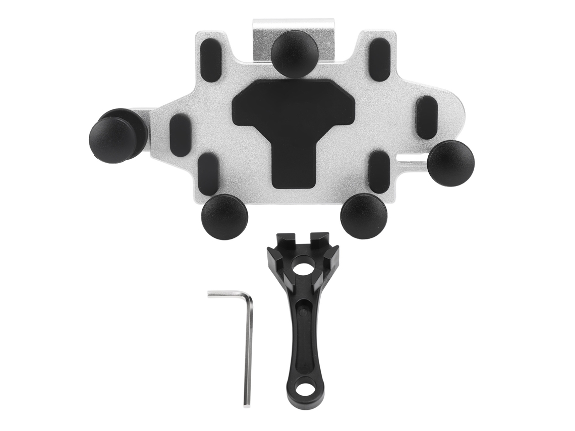 Soporte Para Teléfono De Motocicleta Con Absorción De Impactos, Ángulo Ajustable, Aluminio Plateado.