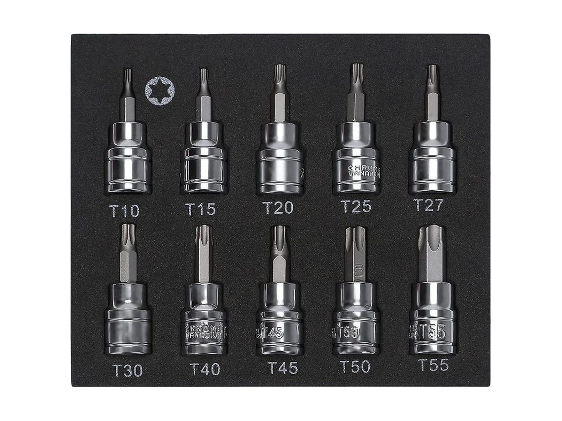 Kit De Puntas Torx Star De 10 Piezas, Acero S2, 3/8", Destornillador T10-t55 Para Reparaciones De Vehículos Y Del Hogar.