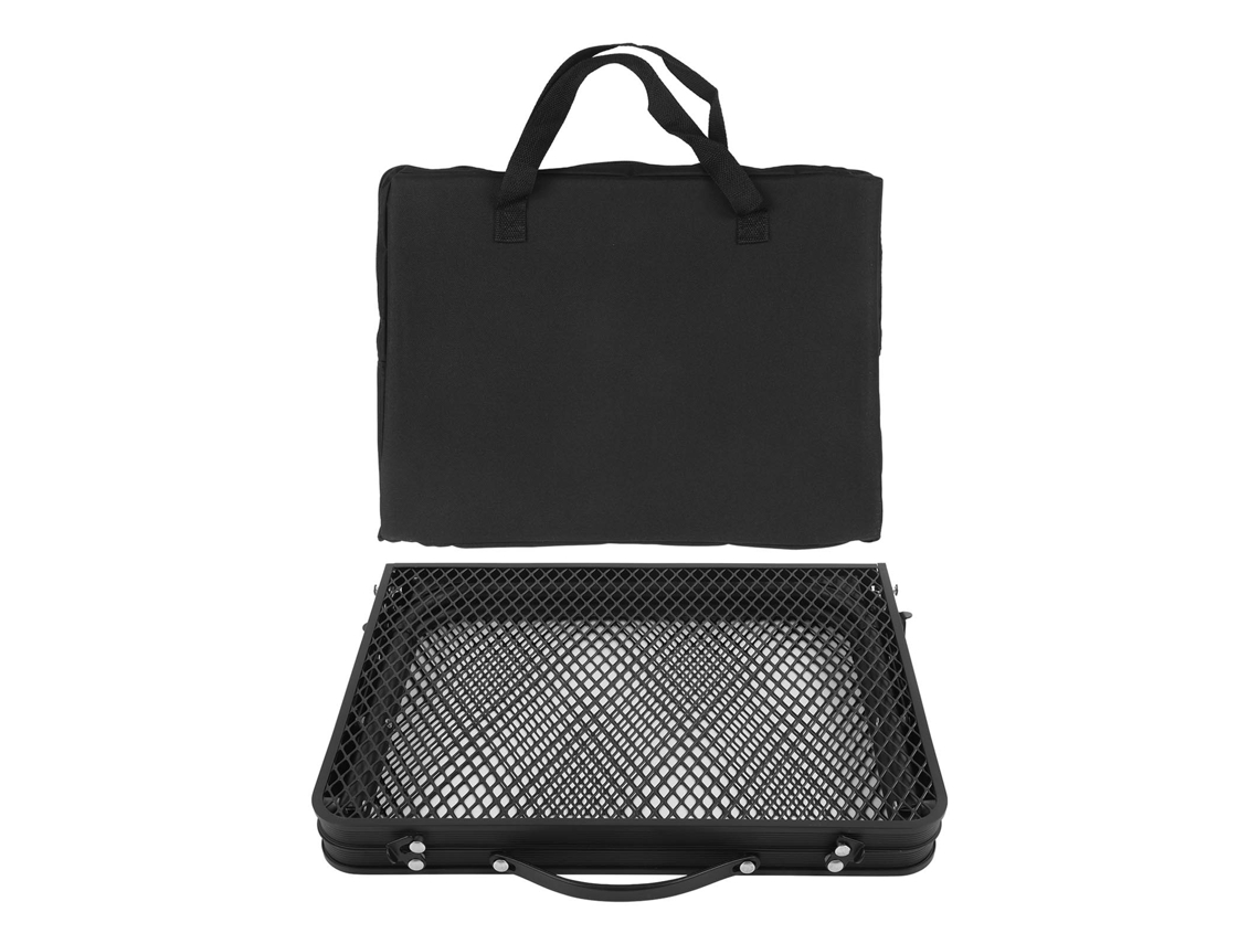 Mesa plegable de tela de hierro, portátil y ligera, ideal para camping, viajes y picnics, color negro.