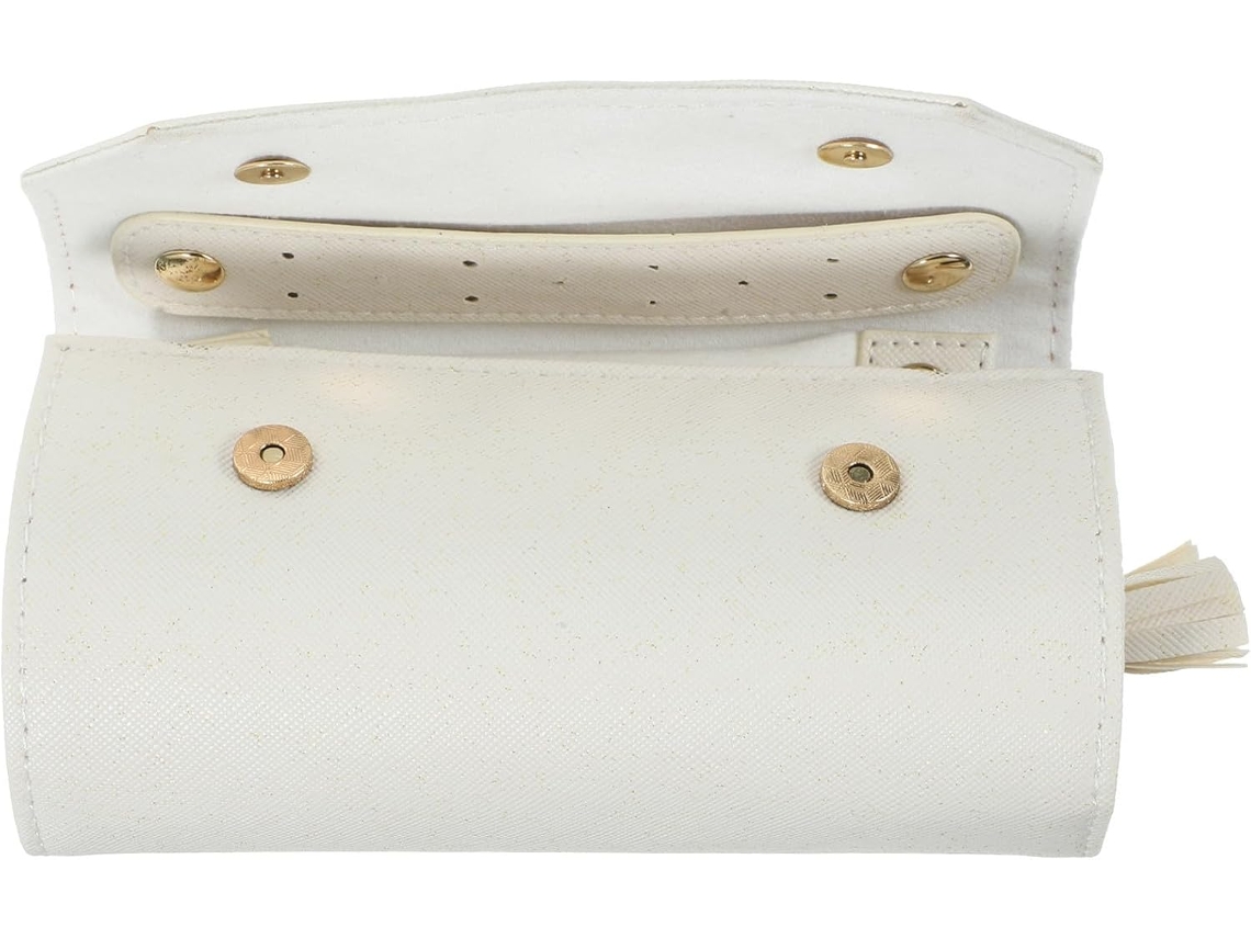 Organizador Joyas Viaje Sintética Plegable Enrollable Blanco Fácil Guardar Práctico Estuche Collares Anillos