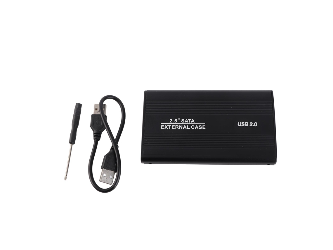 Caja De Disco Duro Portátil Usb2.0 2,5 Pulgadas, Carcasa De Aluminio Negra Luz Dourada