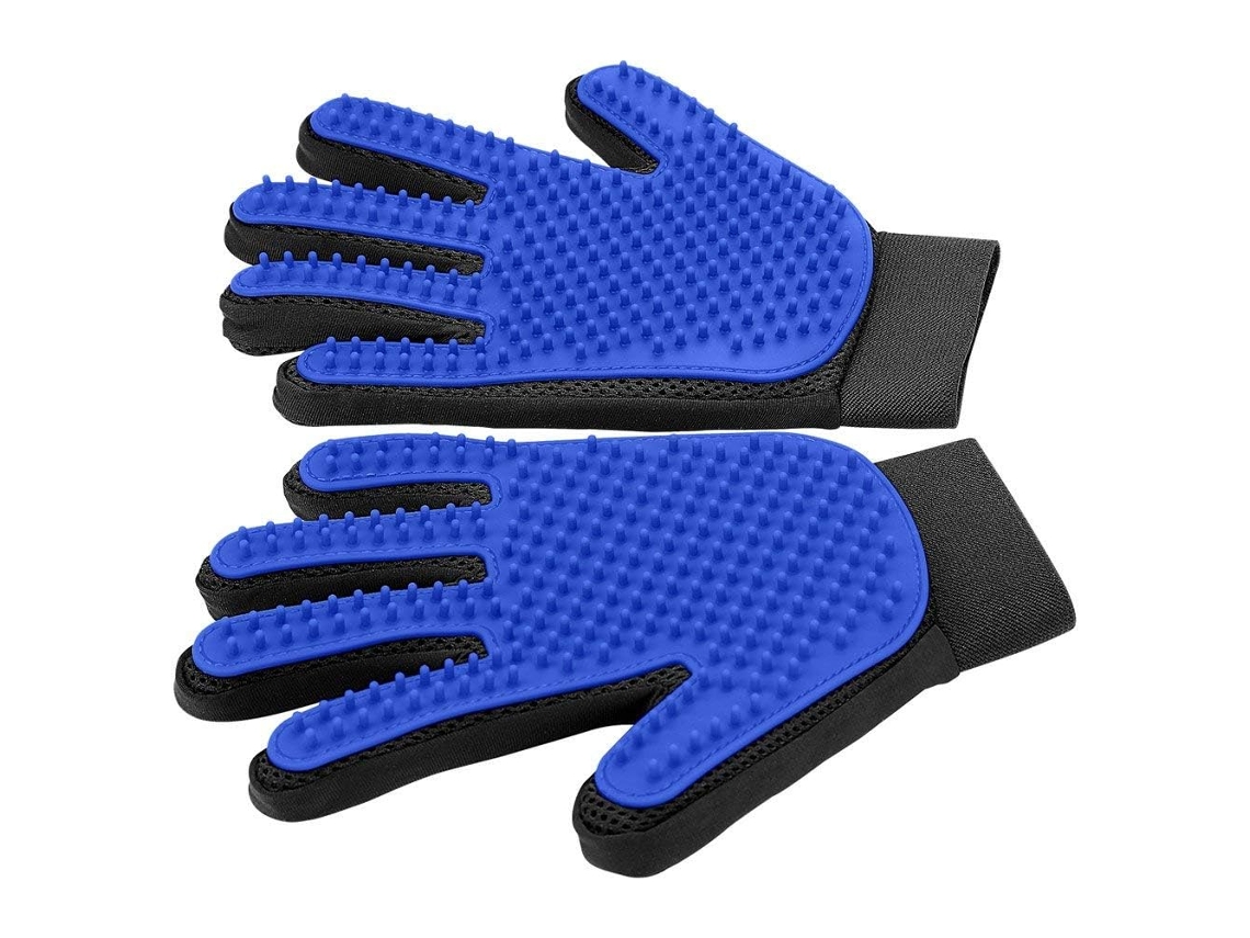 Grooming Guante para Pets - Cepillo Para Gatos - Depilación Suave - Guantes de Baño Para Perros y Gatos - 1 Par - Azul