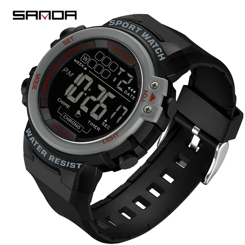 Reloj Deportivo Multifuncional Para Hombre (negro Y Rojo) Con Alarma, Cronógrafo Y Resistencia Al Agua De 5 Bares.