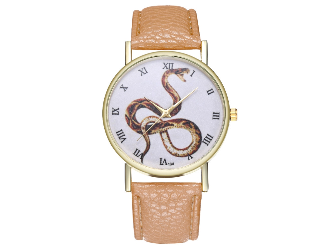 Reloj De Pulsera Analógico Con Estampado Animal, Estilo Moderno, Cuarzo, Color Beige.