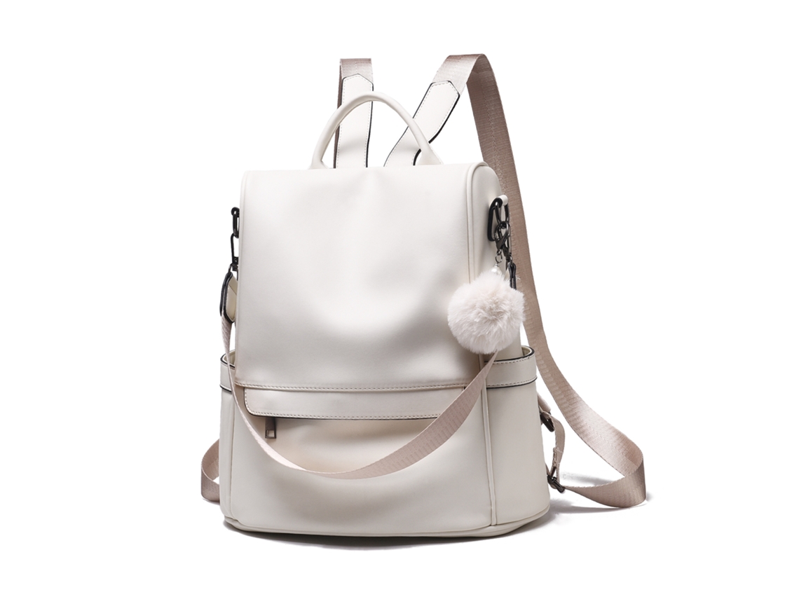 Mochila para mujer de piel sintética, estilo informal, antirrobo, color blanco, Hexinyigjly