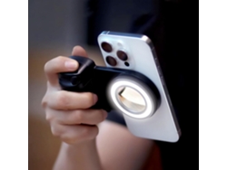Anillo de luz magnético para selfies con correa a presión y control remoto Bluetooth extraíble, LED recargable Ikikso (negro)