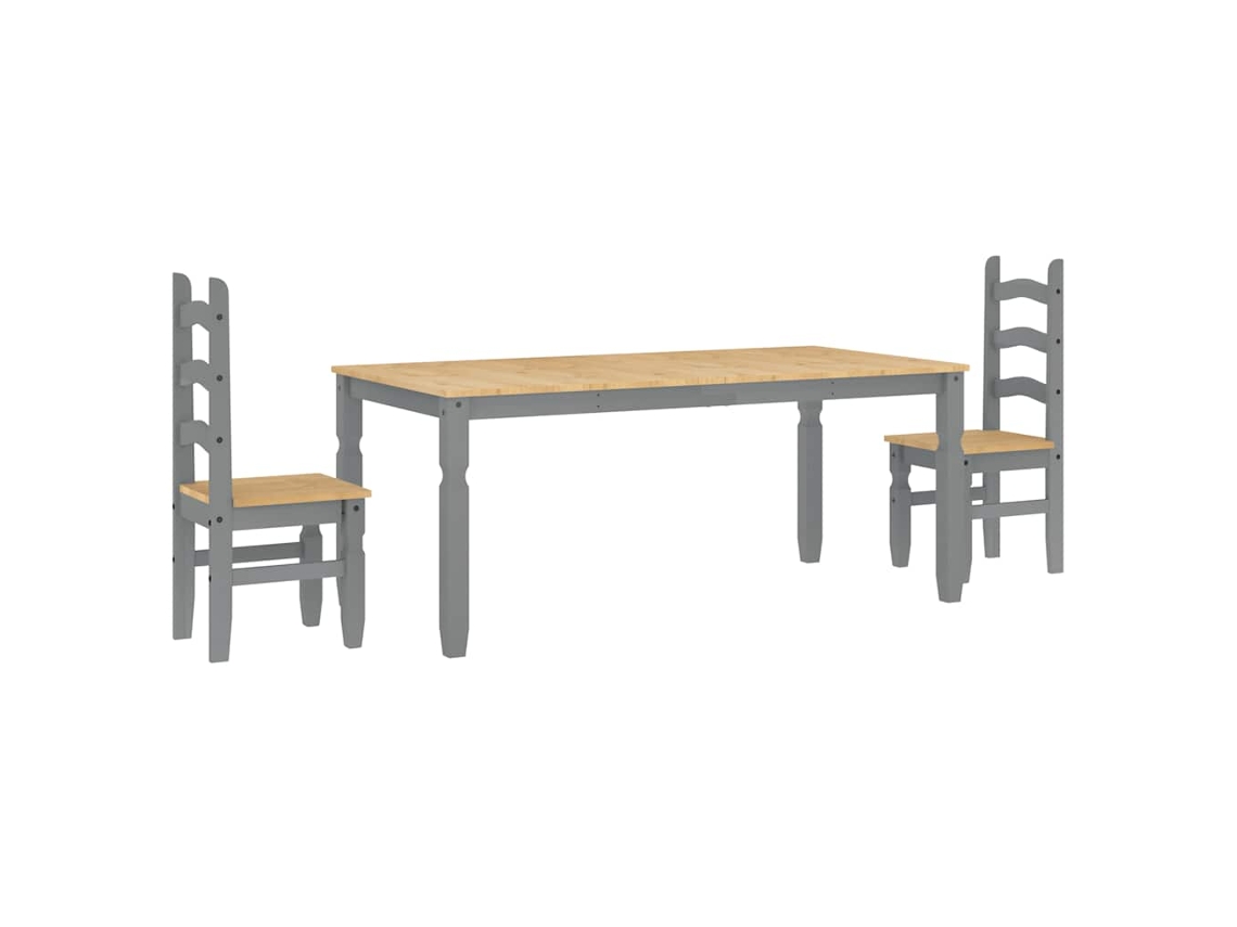 Maison Exclusive - Juego De Comedor Panama 3 Pzas Madera Maciza De Pino Gris