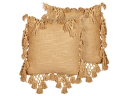 Juego de cojines decorativos BELIANI Olearia de Algodón Beige 45x45x15
