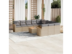 Conjunto de 12 sofás de jardín con cojines de mimbre beige de DKD Home Decor