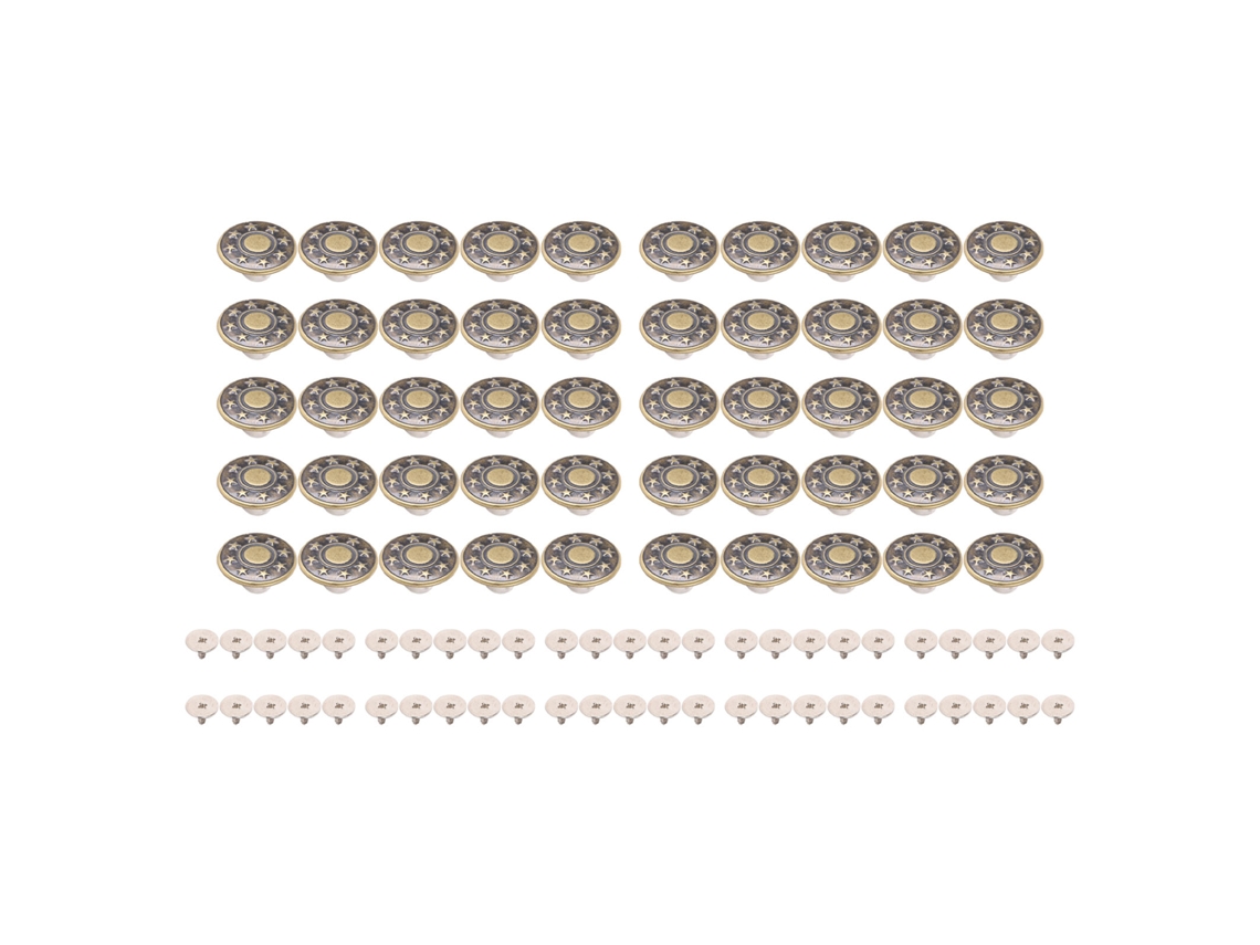 50 Juegos De Botones Para Pantalón De Acero Inoxidable De 17 Mm Con Diseño De Estrella De Bronce Y Tornillos.