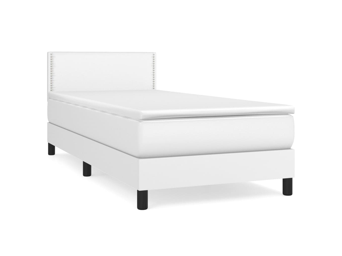 Maison Exclusive - Cama Box Spring Con Colchón Cuero Sintético Blanco 100x200 Cm