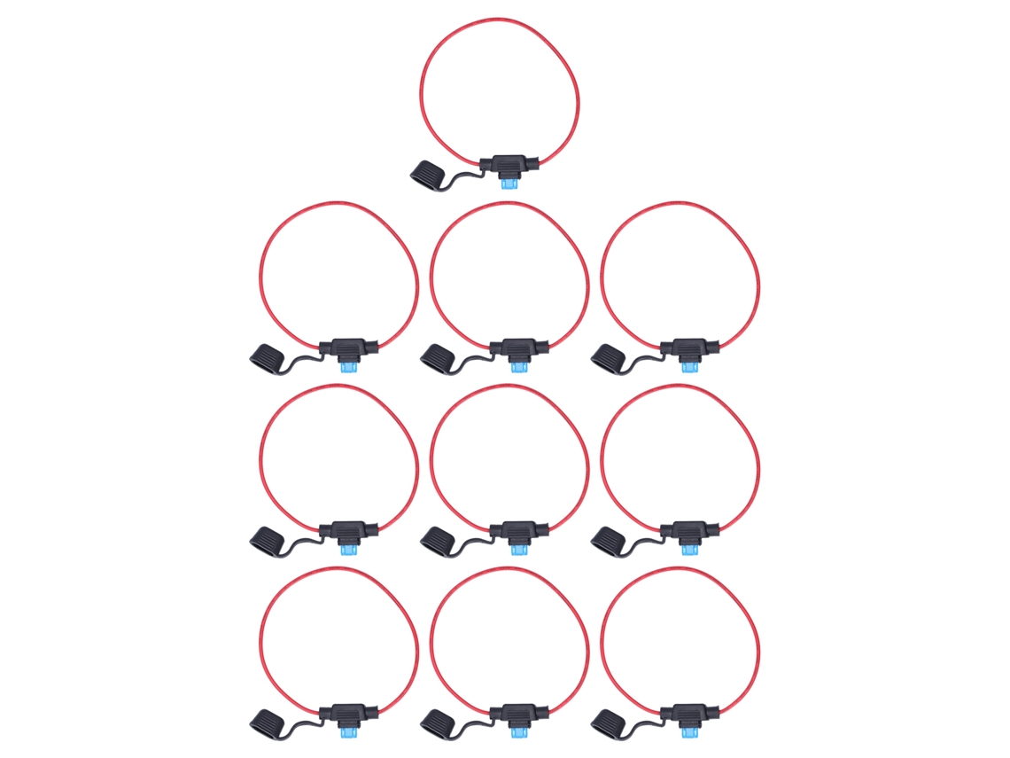 Juego De 20 Portafusibles En Línea Impermeables De 18 Awg Con Zócalo Y Fusible De Cuchilla De 15 A.
