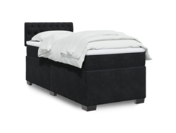 Cama Box Spring Con Colchón Cuero Sintético Negro 90x190 Cm