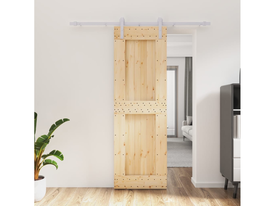 Puerta corredera con herrajes 70x210 cm madera maciza de pino LOVELY HOME