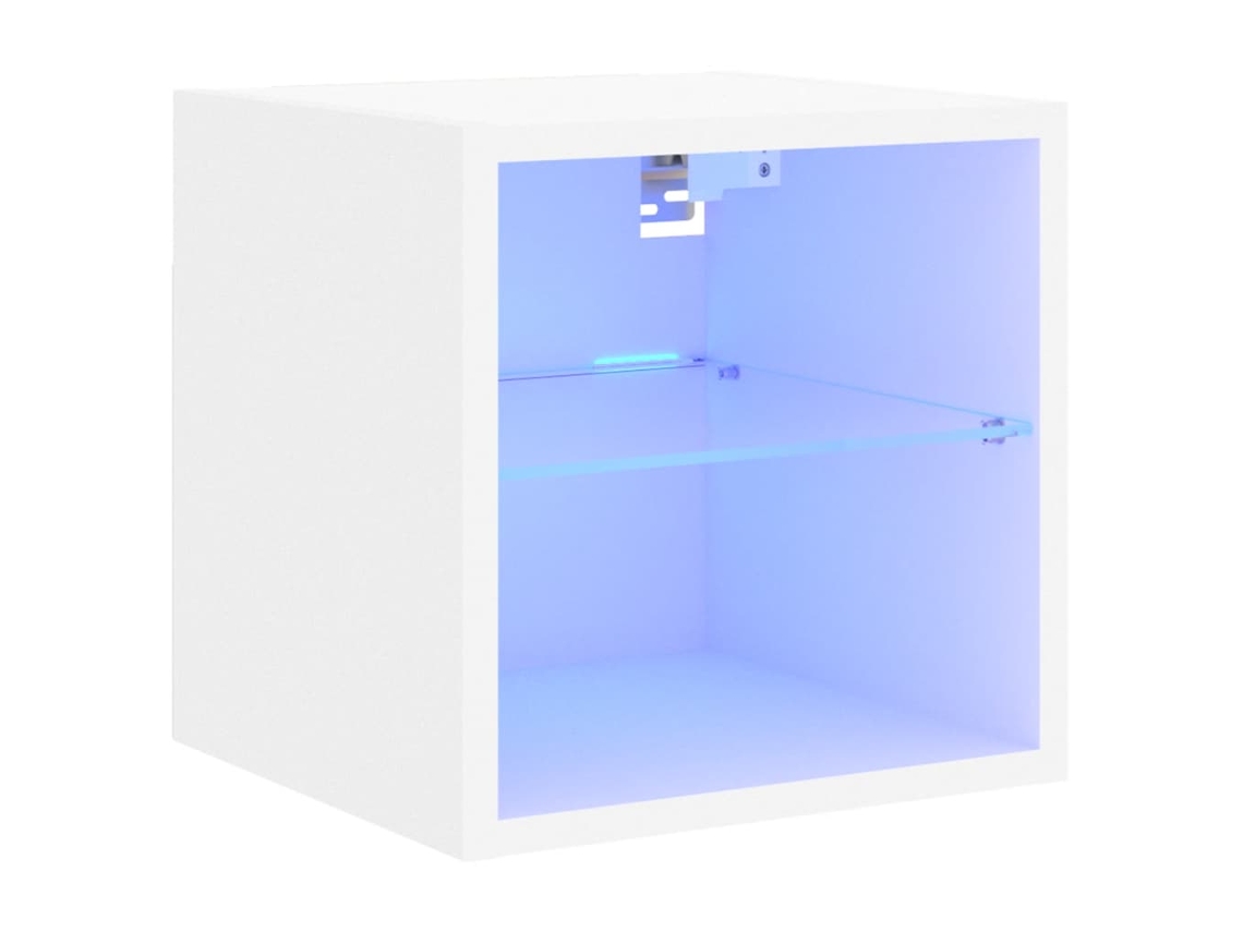 Maison Exclusive - Mueble De Tv De Pared Con Luces Led Blanco 30x28,5x30 Cm