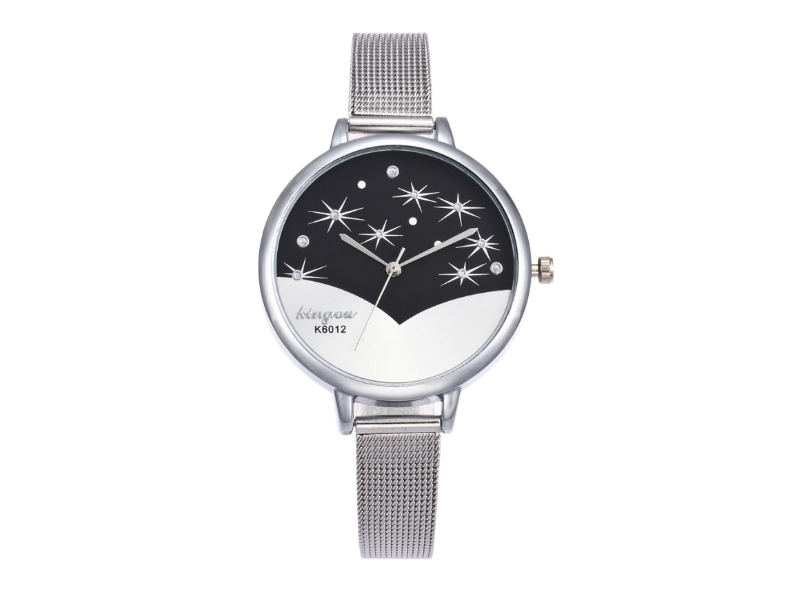 Reloj De Pulsera De Cuarzo De Aleación De Malla Delgada Para Mujer, Estilo Casual Y Elegante, Color Plata.